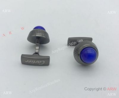 AAA Grade Replica Cartier Cufflinks - Black and Blue Cuff Links